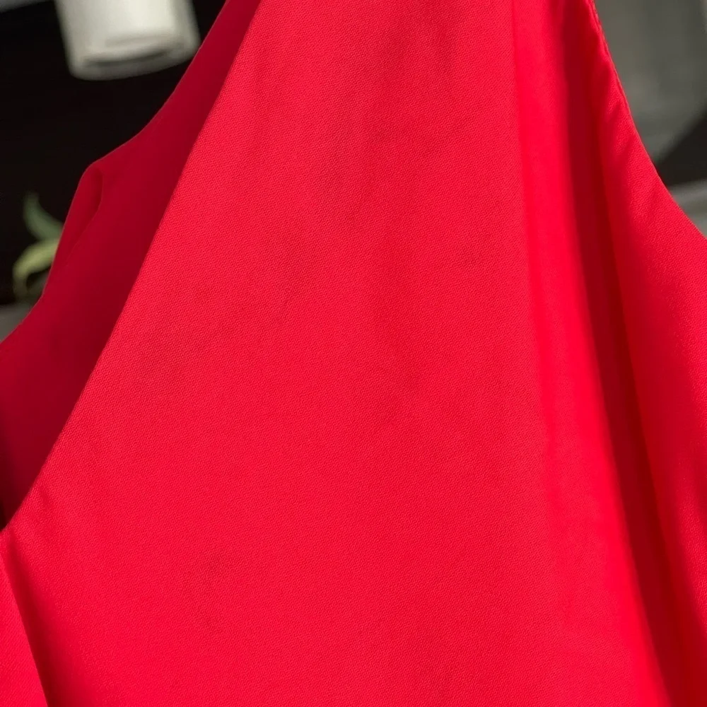 Amanda Uprichard | Red Spaghetti Strap Ruffled Asymmetrical Hem Mini Dress
